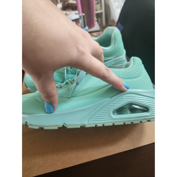 Skechers "Uno" Mint Green Sneakers w/ Wedge in Heel Size 7.5 - Picture 10 of 11